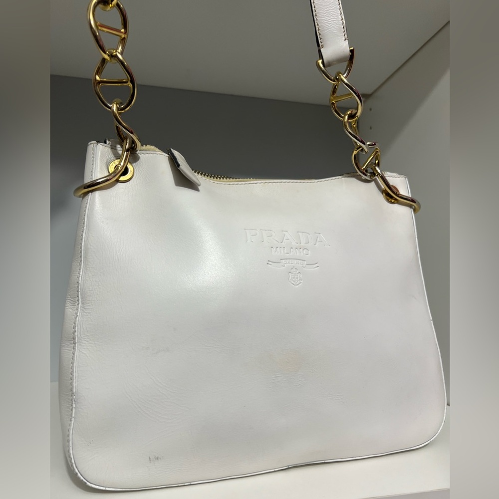 Vintage leather Prada 90’s white !